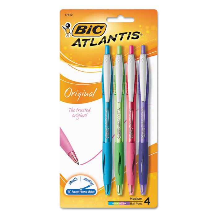 GLIDE Ballpoint Pen, Retractable, Medium 1 mm, Assorted Ink and Barrel Colors, 4/Pack