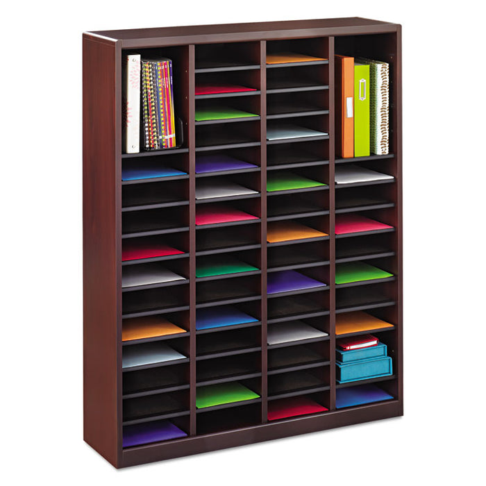 Wood/Fiberboard E-Z Stor Sorter, 60 Compartments, 40 x 11.75 x 52.25, Mahogany, 2 Boxes