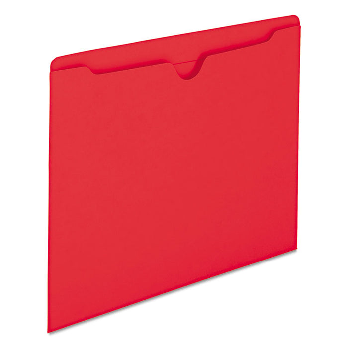 Colored File Jackets with Reinforced Double-Ply Tab, Straight Tab, Letter Size, Red, 100/Box