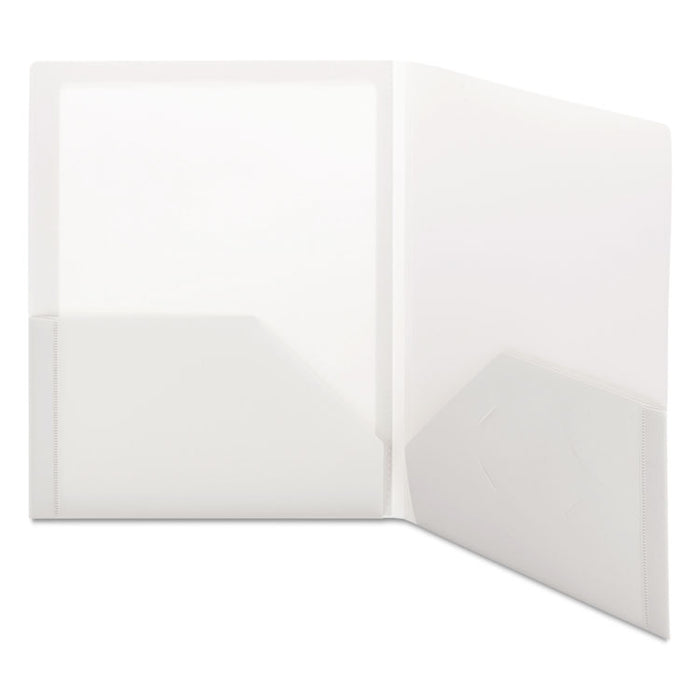 Frame View Poly Two-Pocket Folder, 11 x 8 1/2, Clear/Oyster, 5/Pack
