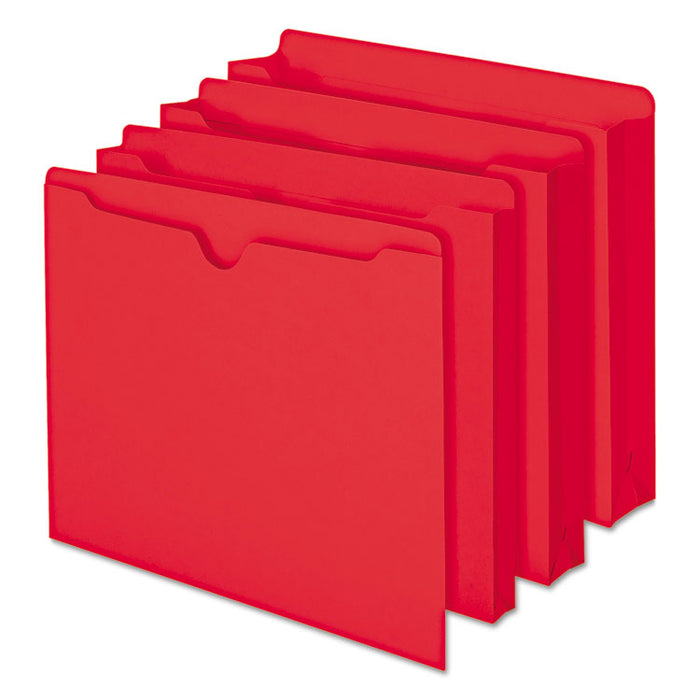 Colored File Jackets with Reinforced Double-Ply Tab, Straight Tab, Letter Size, Red, 100/Box