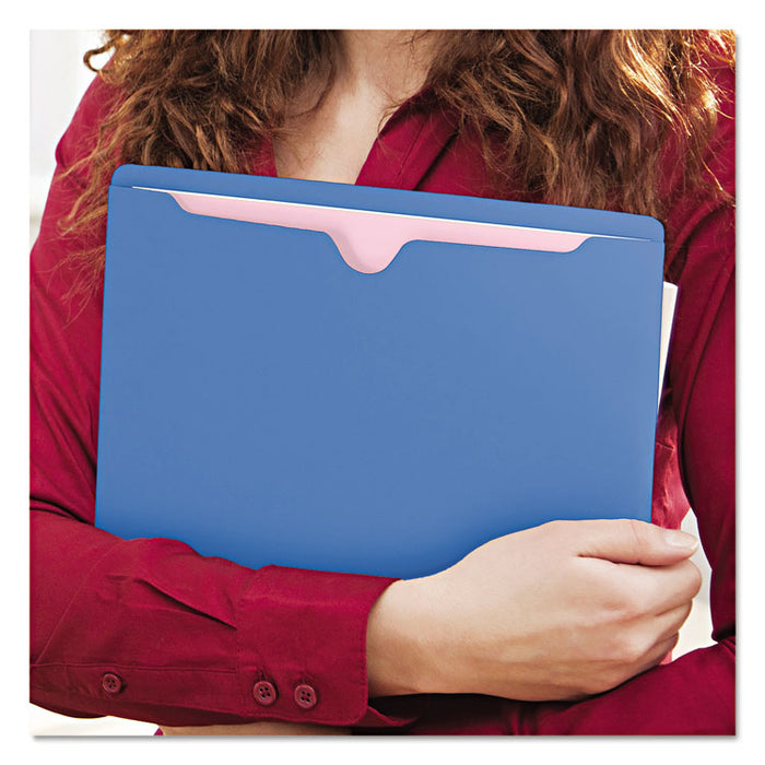 Colored File Jackets with Reinforced Double-Ply Tab, Straight Tab, Letter Size, Blue, 100/Box