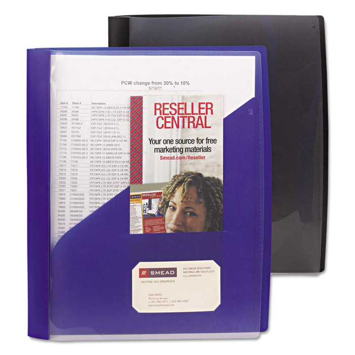 Clear Front Poly Report Cover With Tang Fasteners, 8-1/2 x 11, Blue, 5/Pack