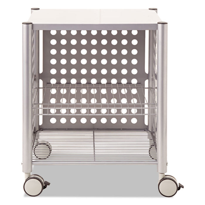 Deskside Machine Stand, Two-Shelf, 21.5w x 17.88d x 27h, Matte Gray