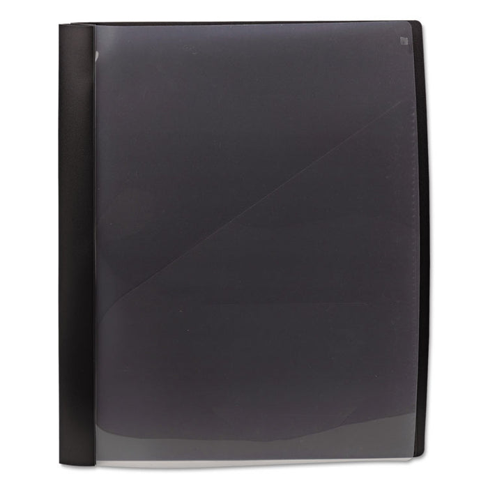 Clear Front Poly Report Cover With Tang Fasteners, 8-1/2 x 11, Black, 5/Pack