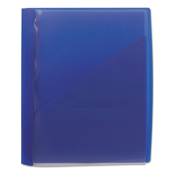 Clear Front Poly Report Cover With Tang Fasteners, 8-1/2 x 11, Blue, 5/Pack
