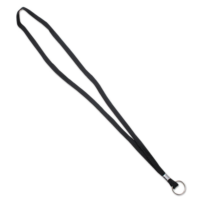 Deluxe Lanyards, Metal Ring Fastener, 36" Long, Black, 24/Box