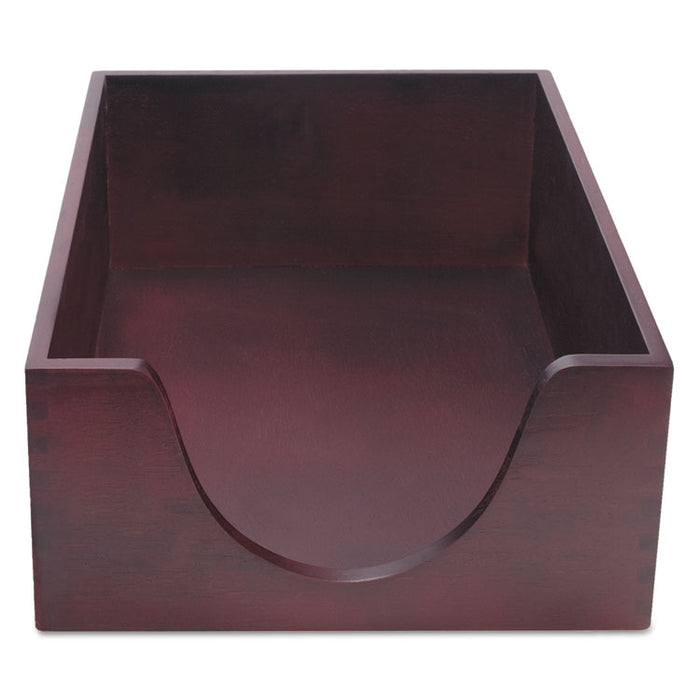 Double-Deep Hardwood Stackable Desk Trays, 1 Section, Letter Size Files, 10.13" x 12.63" x 5", Mahogany
