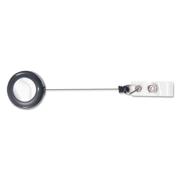 Deluxe Retractable ID Reel with Badge Holder, 24" Extension, Black, 12/Box