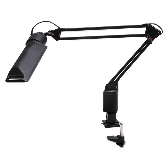 13W Fluorescent Computer Task Lamp, 2.25" Clamp-On or Desk Base, 30" Arm Reach, Matte Black