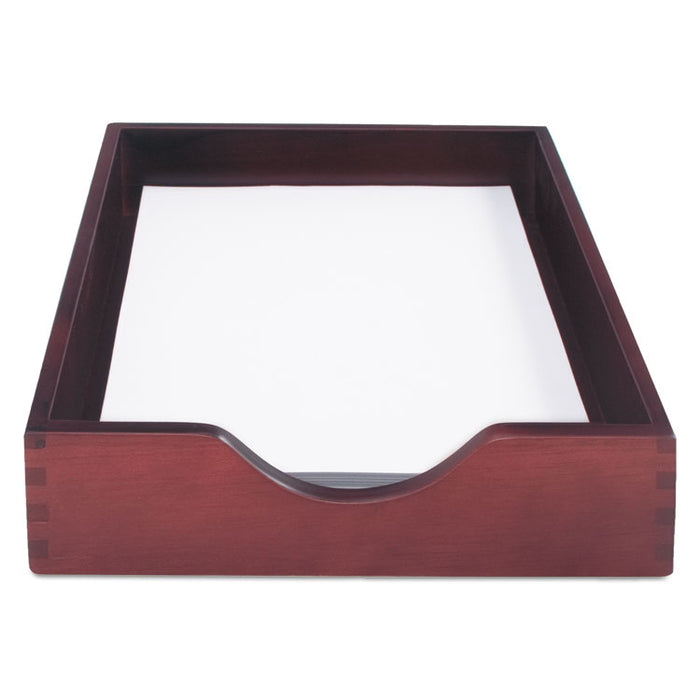 Hardwood Stackable Desk Trays, 1 Section, Letter Size Files, 10.25" x 12.5" x 2.5", Mahogany