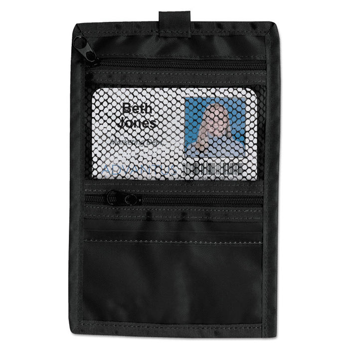 Travel ID/Document Holder, Hold 4 1/4 x 2 1/4 Cards, Black Nylon, 5/Pack