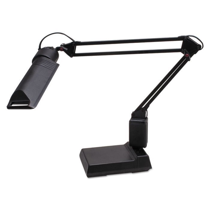 13W Fluorescent Computer Task Lamp, 2.25" Clamp-On or Desk Base, 30" Arm Reach, Matte Black
