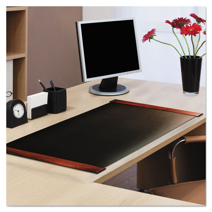 Desk Pad with Wood End Panels, 38 x 21, Mahogany Finish
