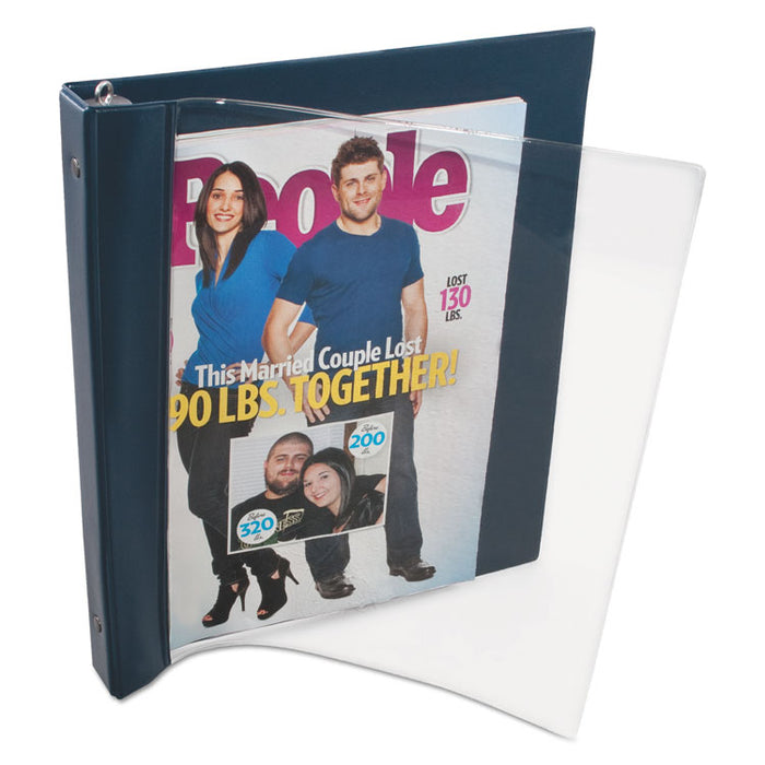 Catalog/Magazine Binder, Clamp System, 0.5" Capacity, 11 x 9.5, Clear/Navy Blue