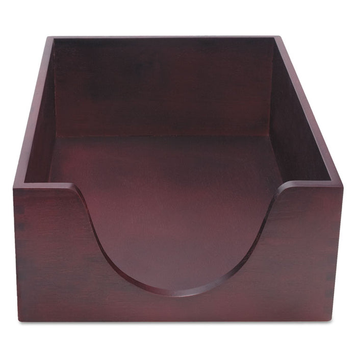 Double-Deep Hardwood Stackable Desk Trays, 1 Section, Legal Size Files, 10.13" x 12.63" x 5", Mahogany