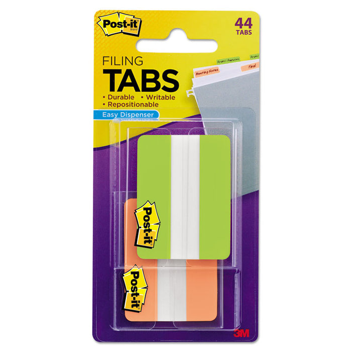 Solid Color Tabs, 1/5-Cut, Assorted Colors (Green and Orange), 2" Wide, 44/Pack