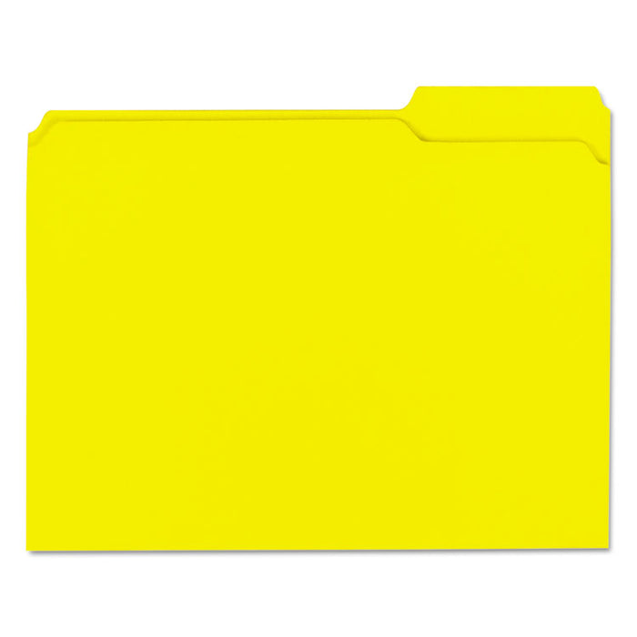 Reinforced Top-Tab File Folders, 1/3-Cut Tabs: Assorted, Letter Size, 1" Expansion, Yellow, 100/Box