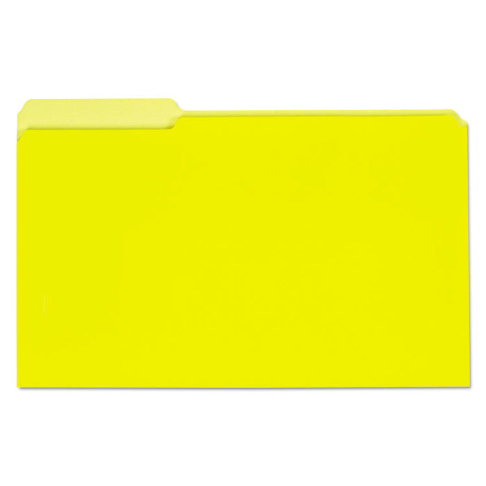 Interior File Folders, 1/3-Cut Tabs, Legal Size, Yellow, 100/Box