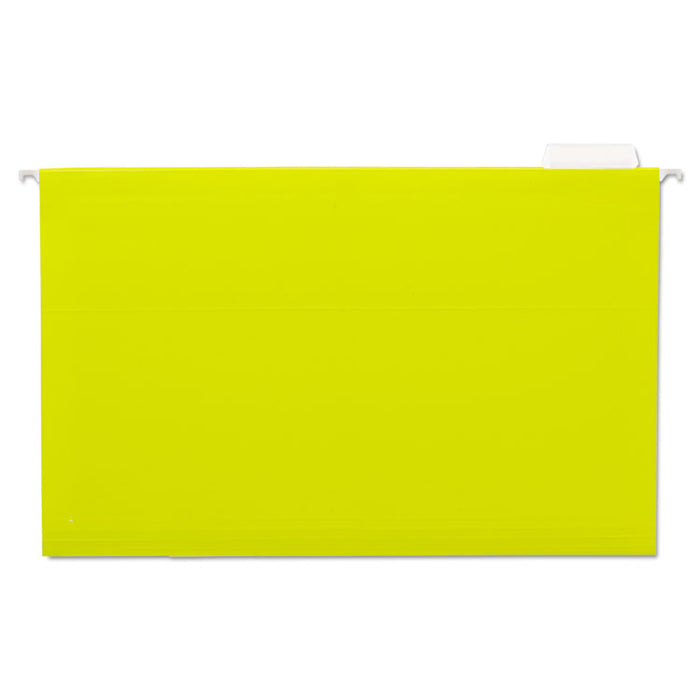 Deluxe Bright Color Hanging File Folders, Legal Size, 1/5-Cut Tab, Yellow, 25/Box