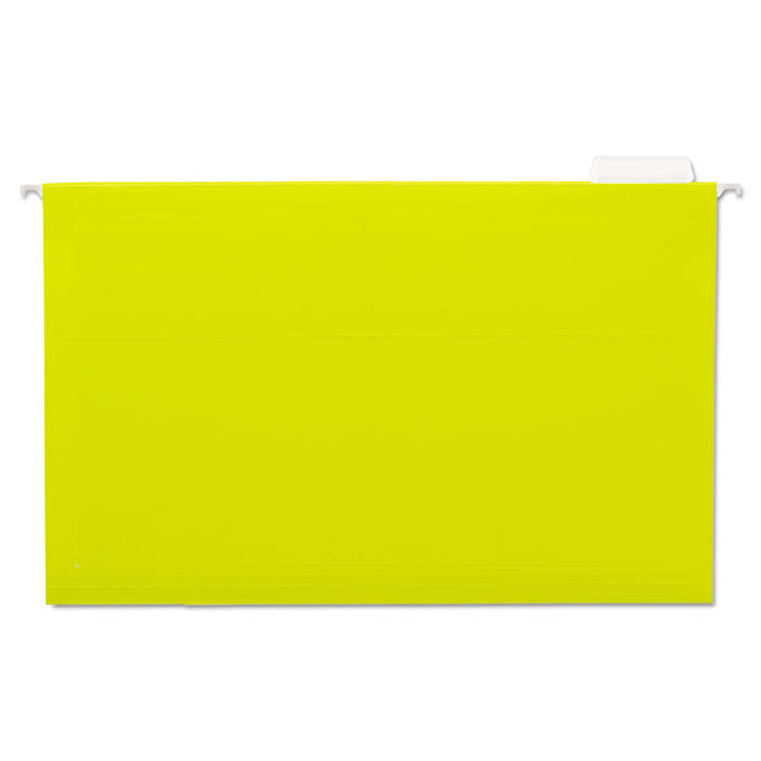 Deluxe Bright Color Hanging File Folders, Legal Size, 1/5-Cut Tab, Yellow, 25/Box