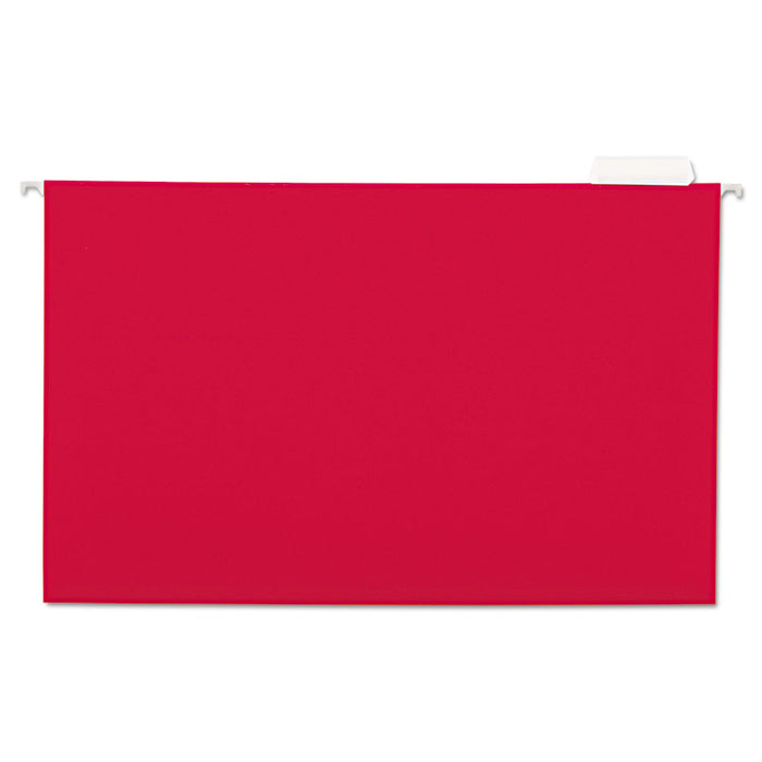 Deluxe Bright Color Hanging File Folders, Legal Size, 1/5-Cut Tab, Red, 25/Box