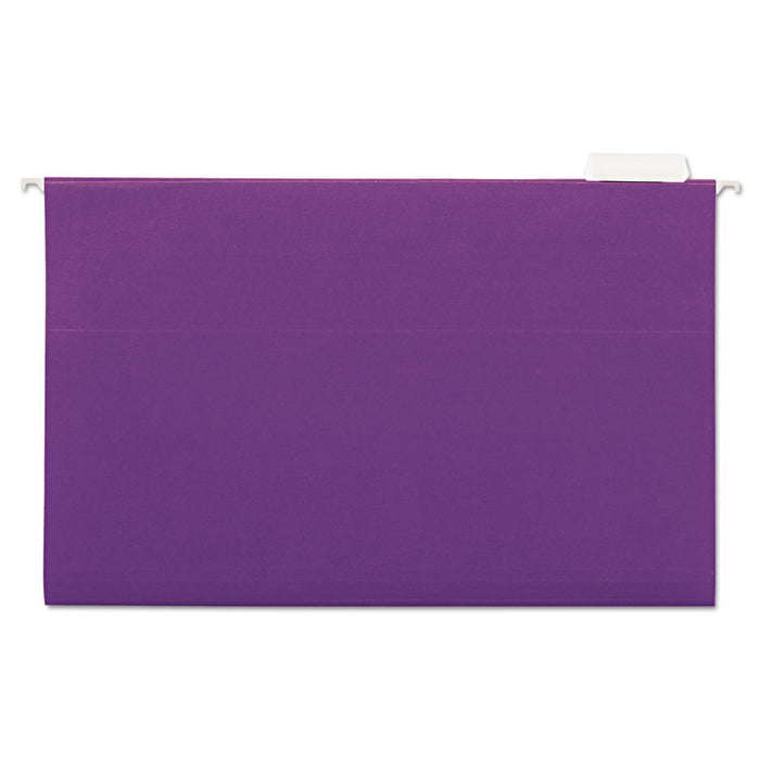Deluxe Bright Color Hanging File Folders, Legal Size, 1/5-Cut Tab, Violet, 25/Box