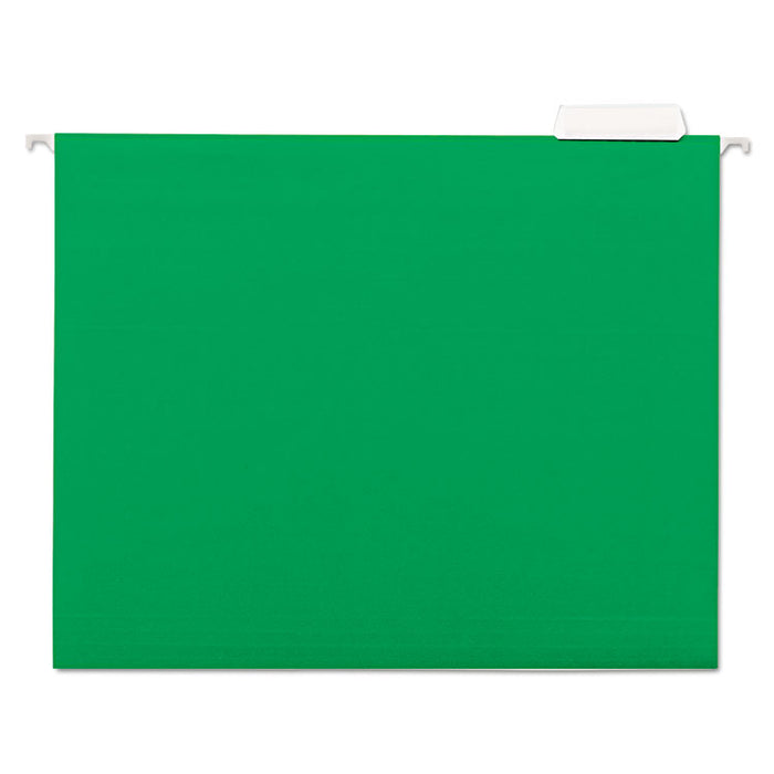 Deluxe Bright Color Hanging File Folders, Letter Size, 1/5-Cut Tabs, Bright Green, 25/Box