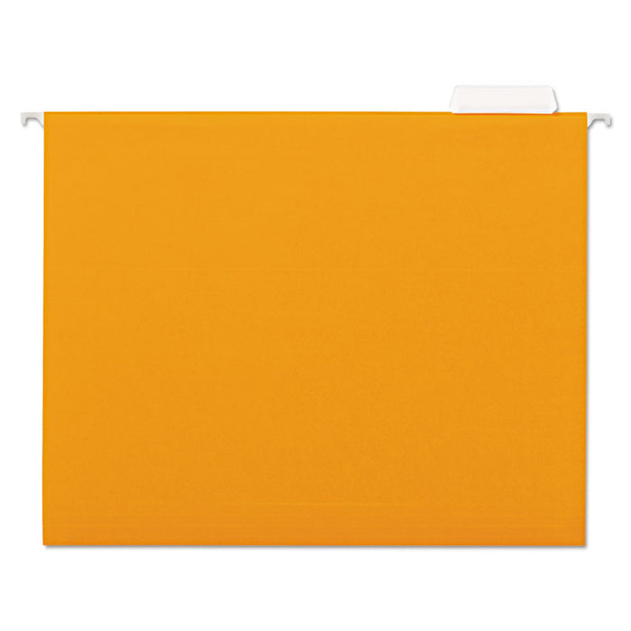 Deluxe Bright Color Hanging File Folders, Letter Size, 1/5-Cut Tabs, Orange, 25/Box