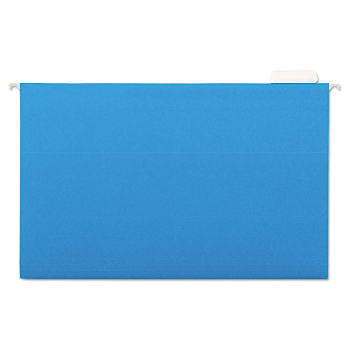Deluxe Bright Color Hanging File Folders, Legal Size, 1/5-Cut Tab, Blue, 25/Box