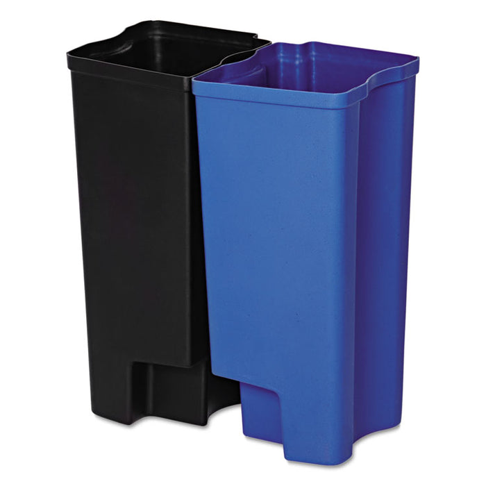 Step-On Rigid Dual Liner for Stainless End Step, Plastic, 8 gal, Black/Blue
