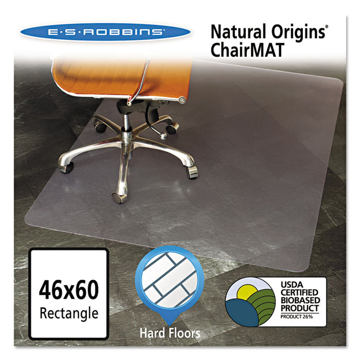 Natural Origins Chair Mat for Hard Floors, 46 x 60, Clear