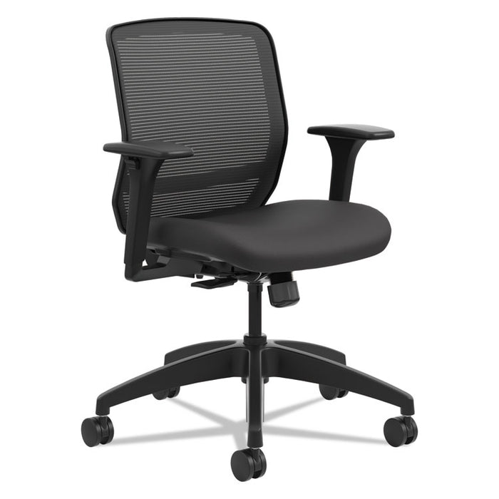 Quotient Series Mesh Mid-Back Task Chair, Supports up to 300 lbs., Black Seat/Black Back, Black Base