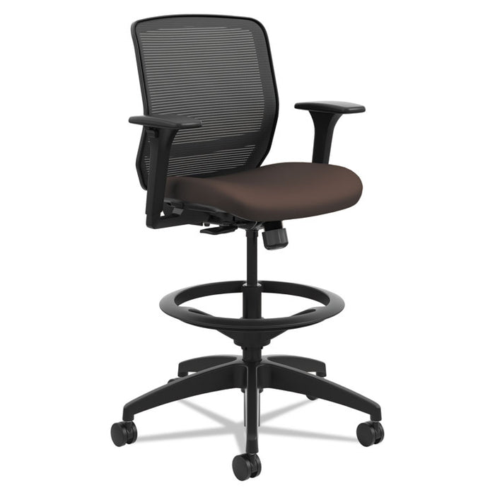Quotient Series Mesh Mid-Back Task Stool, 33" Seat Height, Supports up to 300 lbs., Espresso Seat/Black Back, Black Base
