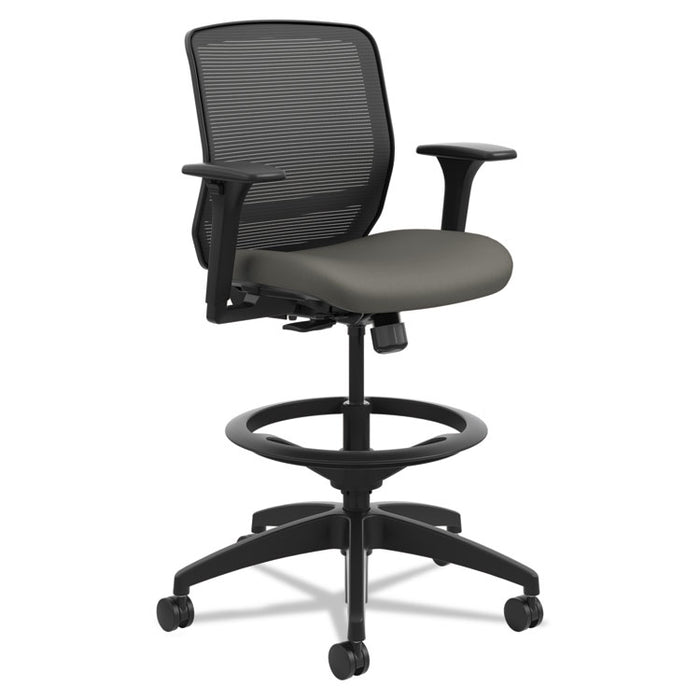 Quotient Series Mesh Mid-Back Task Stool, 33" Seat Height, Supports up to 300 lbs., Iron Ore Seat/Black Back, Black Base