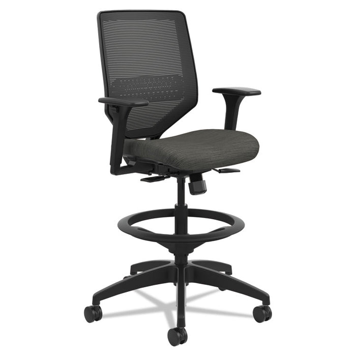 Solve Series Mesh Back Task Stool, Supports Up to 300 lb, 23" to 33" Seat Height, Ink Seat/Back, Black Base