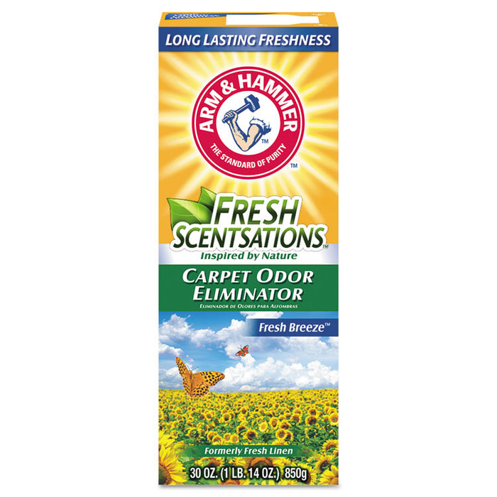 Fresh Scentsations Carpet Odor Eliminator, Fresh Breeze, 30 oz Box, 6/Carton