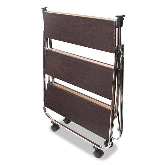 Click-N-Fold Utility Cart, 26.5w x 15.75d x 31.5h, Chrome/Brown