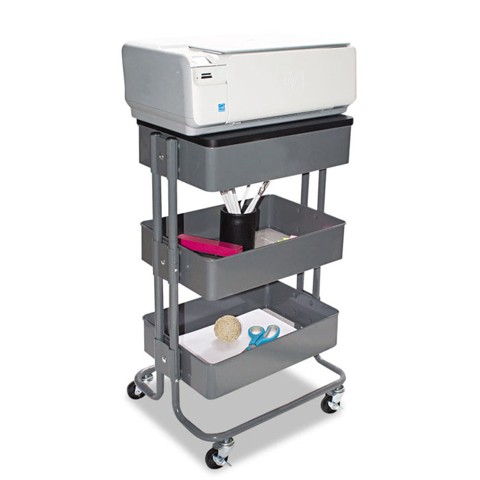 Multi-Use Storage Cart/Stand-Up Workstation, 13.9w x 11.75d x 18.5 to 39.5h, Gray
