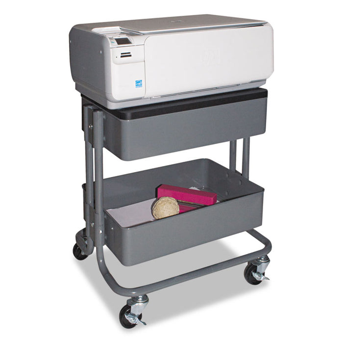 Multi-Use Storage Cart/Stand-Up Workstation, 13.9w x 11.75d x 18.5 to 39.5h, Gray