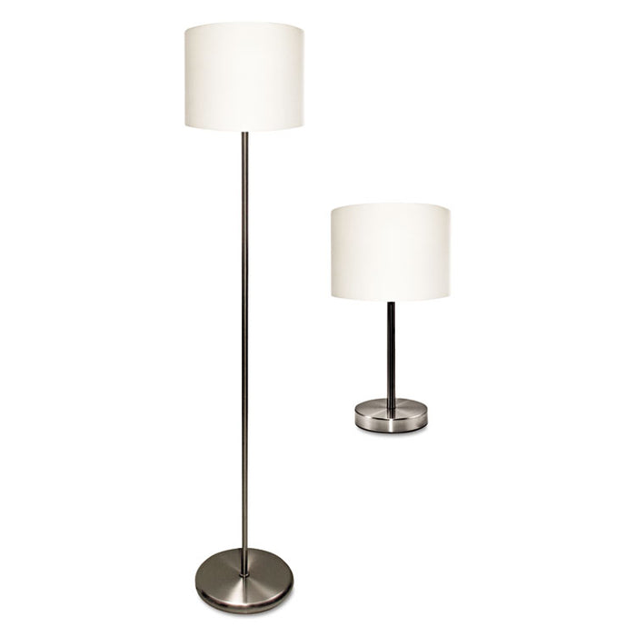 Slim Line Lamp Set, Table 12 5/8" High and Floor 61.5" High, 12"; 6"w x 61.5"; 12.63"h, Silver