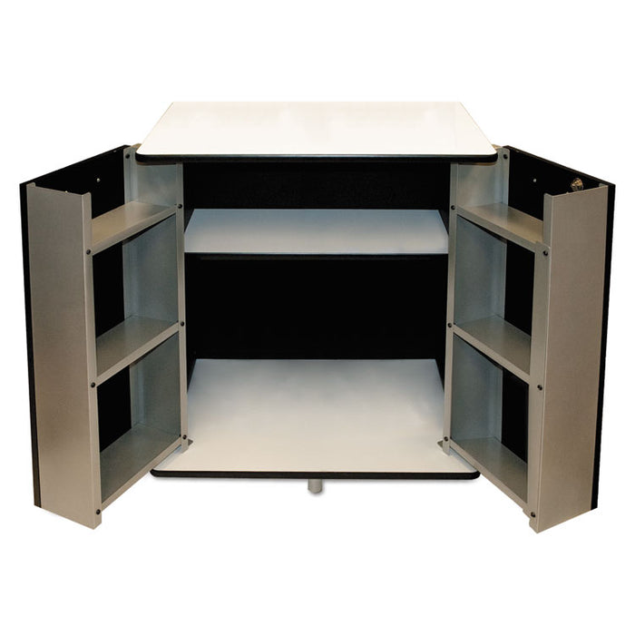 Refreshment Stand, Two-Shelf, 29.5w x 21d x 33h, Black/White