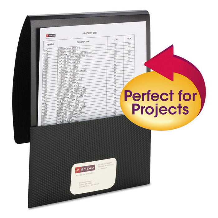 Organized Up Poly Stackit Folders, Letter, 1" Capacity, Black, 5/Pack