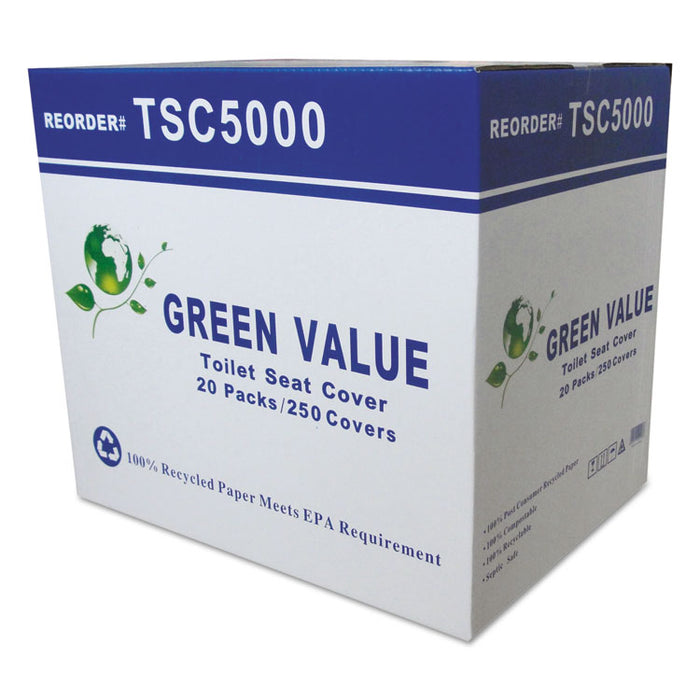 Half-Fold Toilet Seat Covers, White, 14 3/4 x 16 1/2, 5000/Carton