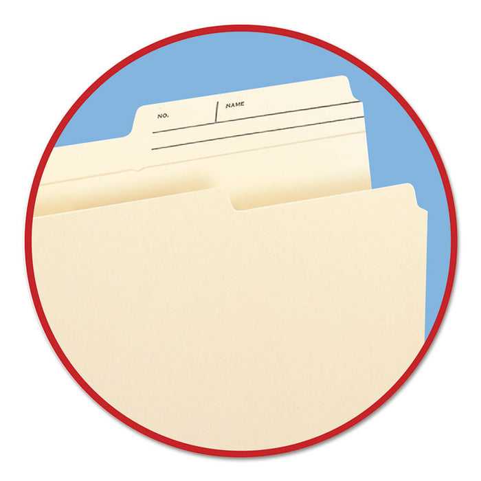 Reinforced Guide Height File Folders, 2/5-Cut Printed Tabs: Right Position, Letter Size, 0.75" Expansion, Manila, 100/Box