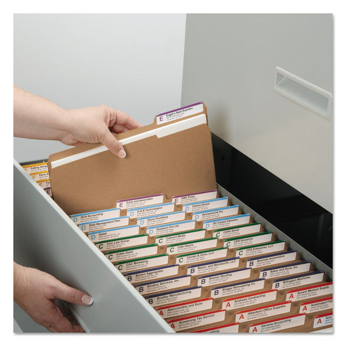 Heavyweight Kraft File Folder, 1/3-Cut Tabs: Assorted, Letter Size, 0.75" Expansion, 17-pt Kraft, Brown, 50/Box