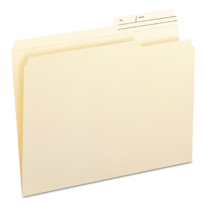 Reinforced Guide Height File Folders, 2/5-Cut Printed Tabs: Right Position, Letter Size, 0.75" Expansion, Manila, 100/Box