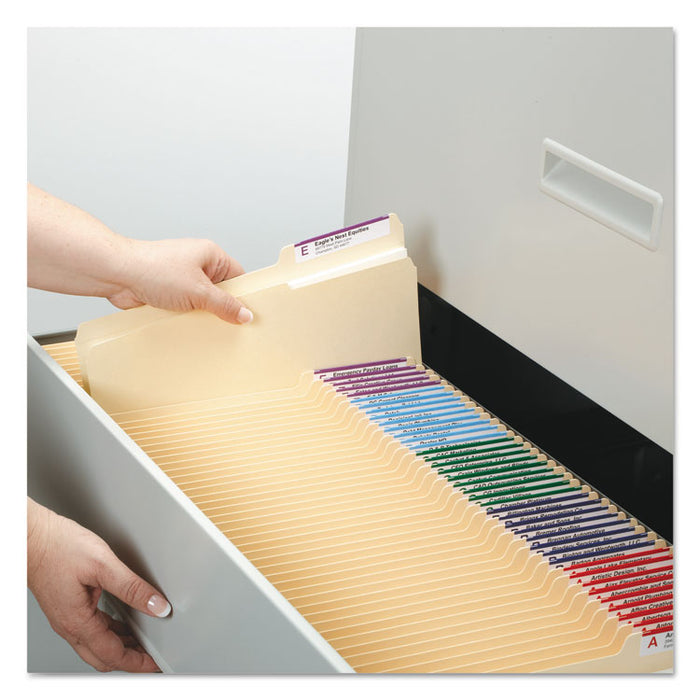 Reinforced Guide Height File Folders, 2/5-Cut Printed Tabs: Right Position, Letter Size, 0.75" Expansion, Manila, 100/Box
