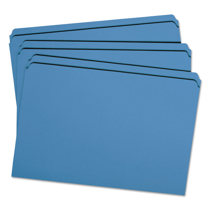 Reinforced Top Tab Colored File Folders, Straight Tab, Legal Size, Blue, 100/Box