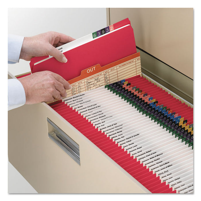 Reinforced Top Tab Colored File Folders, Straight Tab, Legal Size, Red, 100/Box